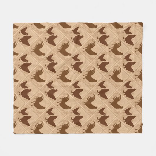 Rustic Farmhouse Hen Pattern – In Warm Brown  Fleece Deken (Voorkant (Horizontaal))