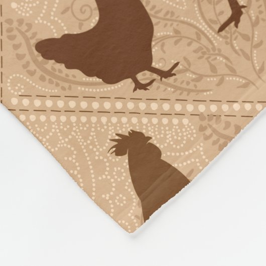Rustic Farmhouse Hen Pattern – In Warm Brown Fleece Deken (Hoek)