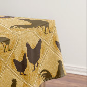 Rustic Farmhouse Hen Pattern – In Yellow  Tafelkleed (Voorbeeld)