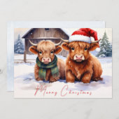 Rustic Farmhouse Highland Cow Christmas Card Bedankkaart (Voorkant / Achterkant)