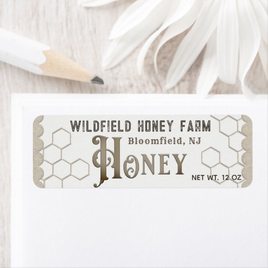 Rustic Farmhouse Honeycomb Scalloped Kraft Honey Etiket (Insitu)