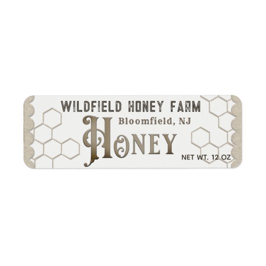 Rustic Farmhouse Honeycomb Scalloped Kraft Honey Etiket (Voorkant)