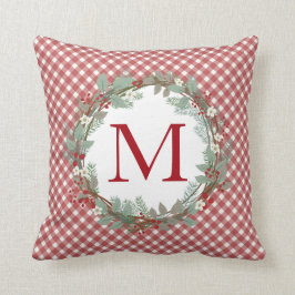 Rustic Farmhouse Initiaal Red Gingham Kussen
