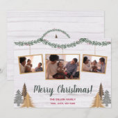 Rustic Farmhouse kerstbomen & Garland 3-foto Feestdagenkaart (Voorkant / Achterkant)
