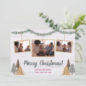 Rustic Farmhouse kerstbomen & Garland 3-foto Feestdagenkaart (Staand voorkant)