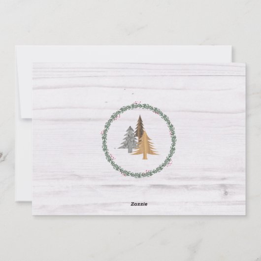 Rustic Farmhouse kerstbomen & Garland 3-foto Feestdagenkaart (Achterkant)