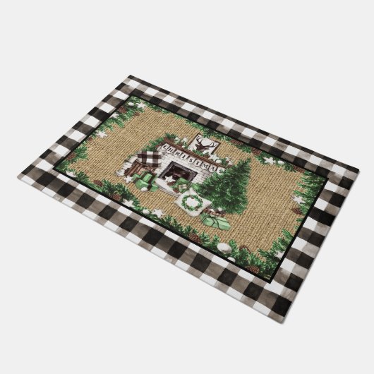 Rustic Farmhouse-kerstscène Deurmat (Schuin)