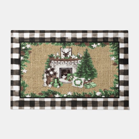 Rustic Farmhouse-kerstscène Deurmat (Voorkant)