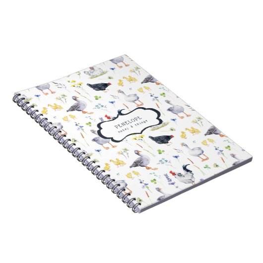 Rustic Farmhouse Kippen | Monogram Notitieboek (Rechterzijde)