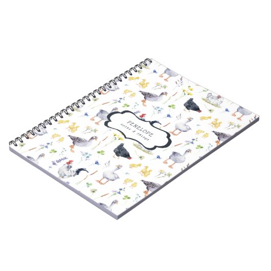 Rustic Farmhouse Kippen | Monogram Notitieboek (Linkerzijde)