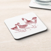 Rustic Farmhouse Kitchen Red Rooster Hens Bier Onderzetter (Linkerzijde)