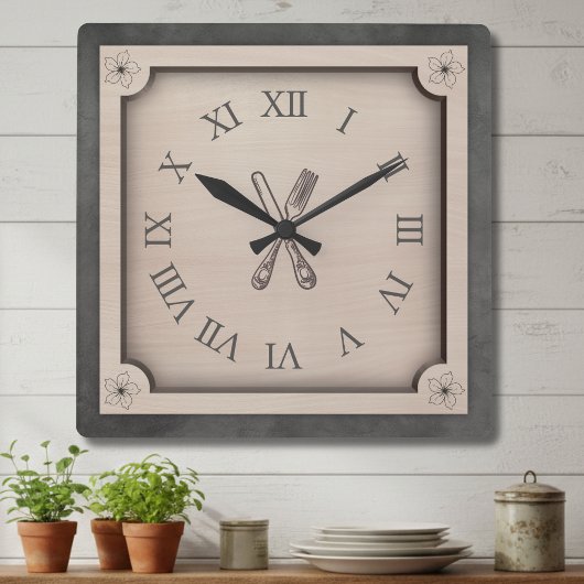 Rustic Farmhouse Kitchen Roman Numeral Wall Clock Vierkante Klok