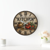 Rustic Farmhouse Kitchen Tomatoes & Herbs Vintage Grote Klok (Huis)