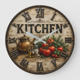 Rustic Farmhouse Kitchen Tomatoes & Herbs Vintage Grote Klok