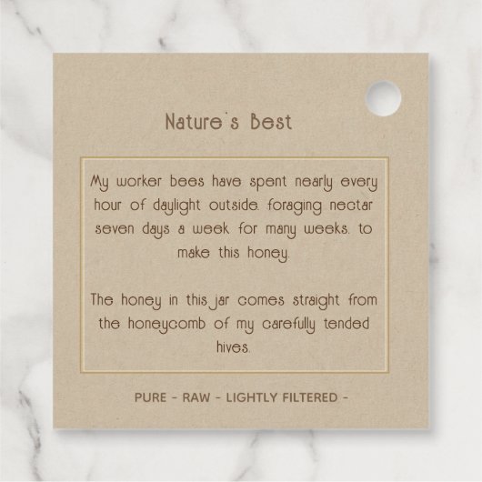 Rustic Farmhouse Kraft Honey  Queen Bee Bedankjes Labels (Achterkant)