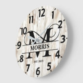 Rustic Farmhouse M Monogram Grote Klok (Hoek)