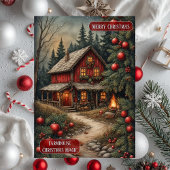 Rustic Farmhouse Magic Christmas Cottage Burlap  Feestdagenkaart