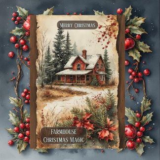 Rustic Farmhouse Magic Christmas Woodland Country Feestdagenkaart