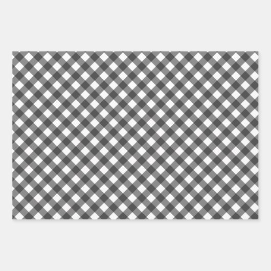 Rustic Farmhouse Monochrome Buffalo Check Geometri Inpakpapier Vel (Voorkant 2)