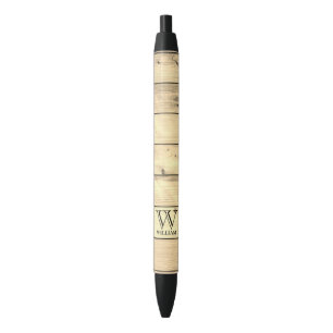 Rustic Farmhouse Monogram Wood Grain Zwarte Inkt Pen