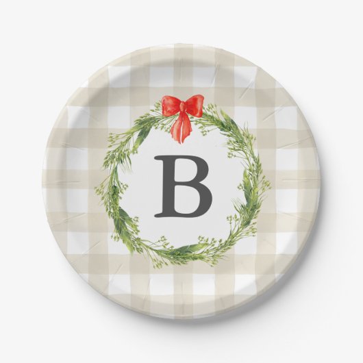 Rustic Farmhouse Monogrammed Kerstmis Bord (Voorkant)