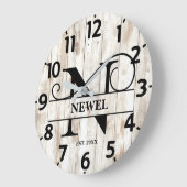 Rustic Farmhouse N Monogram Grote Klok (Hoek)
