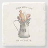 Rustic Farmhouse Name Kitchen Stenen Onderzetter (Voorkant)