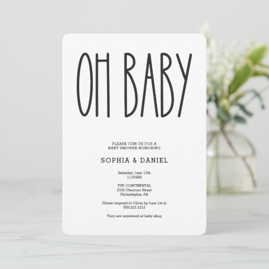 Rustic Farmhouse Oh Baby shower Invite Kaart (Staand voorkant)