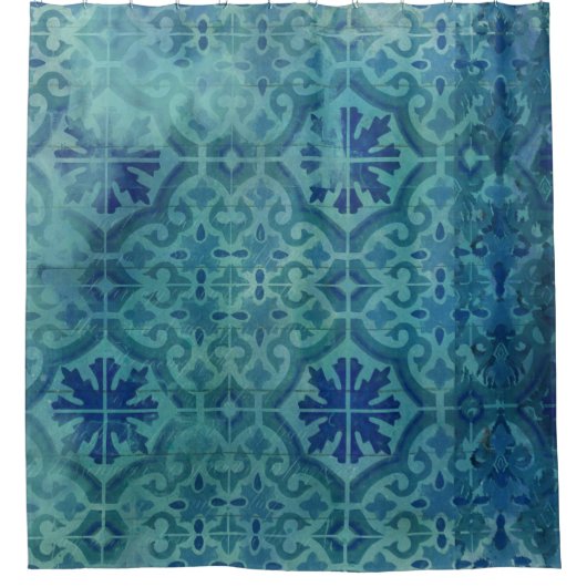 Rustic Farmhouse Old Havana Tegel Pattern Beach Douchegordijn (Voorkant)