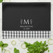 Rustic Farmhouse Personal Monogram Zwart-wit Theedoek (Gevouwen)