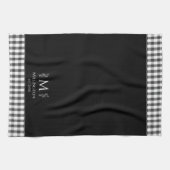Rustic Farmhouse Personal Monogram Zwart-wit Theedoek (Horizontaal)