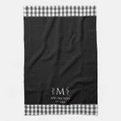 Rustic Farmhouse Personal Monogram Zwart-wit Theedoek (Verticaal)