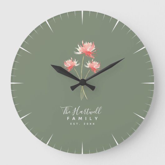 Rustic Farmhouse Personalised Family Name  Grote Klok (Voorkant)