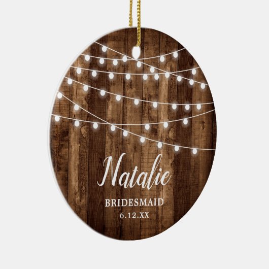 Rustic Farmhouse Personalized Bridesmaid Keepomwil Keramisch Ornament (Rechts)