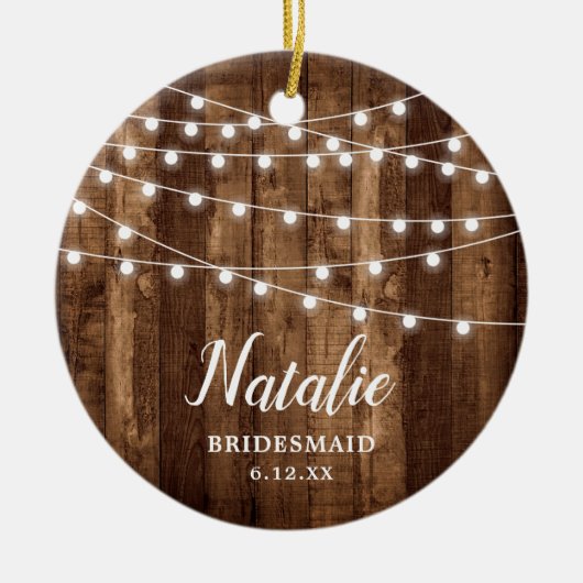 Rustic Farmhouse Personalized Bridesmaid Keepomwil Keramisch Ornament (Voorkant)