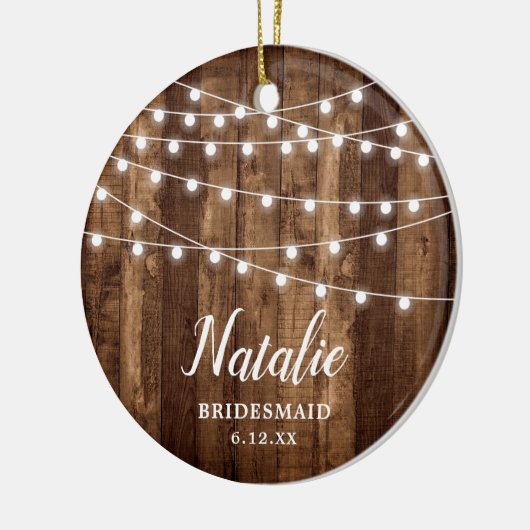 Rustic Farmhouse Personalized Bridesmaid Keepomwil Keramisch Ornament (Links)