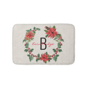 Rustic Farmhouse Poinsettia Wreatname Kerstmis Badmat