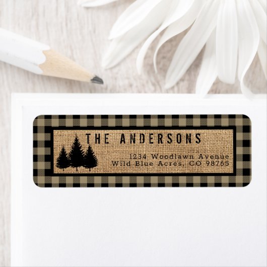 Rustic Farmhouse Pset Bossen Return Address Etiket (Insitu)