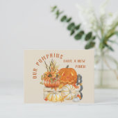 Rustic Farmhouse Pumpkins New Porch Adres Feestdagenkaart (Staand voorkant)