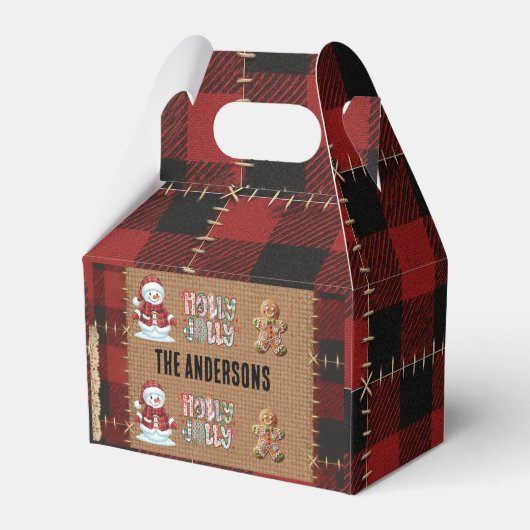 Rustic Farmhouse Red Buffalo Plaid Christmas  Bedankdoosjes (Achterkant)