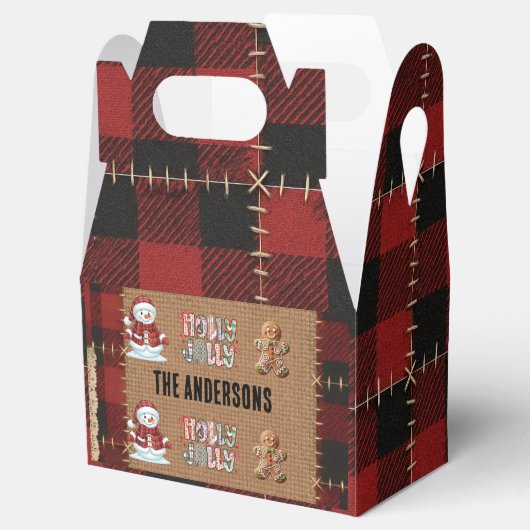Rustic Farmhouse Red Buffalo Plaid Christmas  Bedankdoosjes (Geopend)