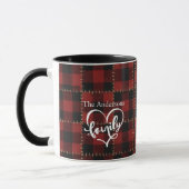 Rustic Farmhouse Red Buffalo Plaid Family Name Mok (Links)
