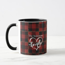 Rustic Farmhouse Red Buffalo Plaid Family Name Mok
