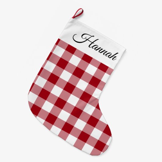 Rustic Farmhouse Red heeft pretkerst gecontroleerd Grote Kerstsok (Voorkant (Hangend))