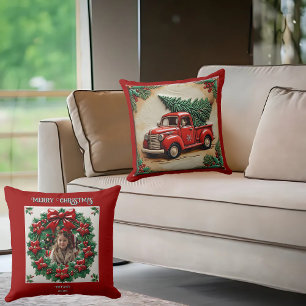Rustic Farmhouse Red Truck Sierkussen