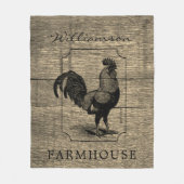 Rustic Farmhouse Rooster Barn Wood Familienaam Fleece Deken (Voorkant)