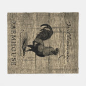 Rustic Farmhouse Rooster Barn Wood Familienaam Fleece Deken (Voorkant (Horizontaal))