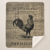 Rustic Farmhouse Rooster Barn Wood Familienaam Sherpa Deken (Voorkant)