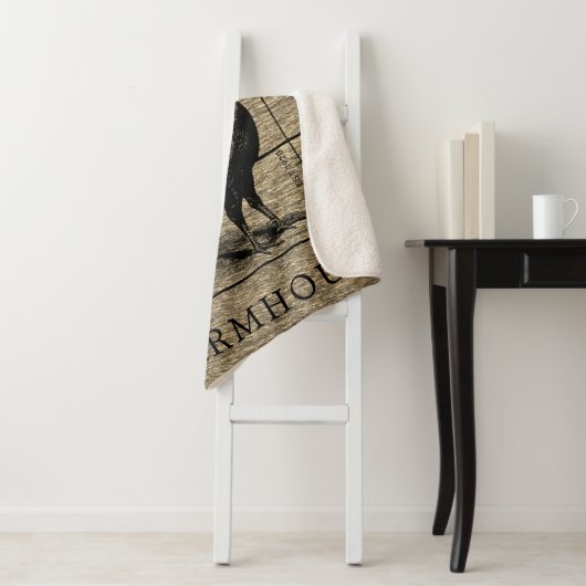 Rustic Farmhouse Rooster Barn Wood Familienaam Sherpa Deken (In situ)