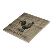 Rustic Farmhouse Rooster Barn Wood Familienaam Tegeltje (Zijkant)